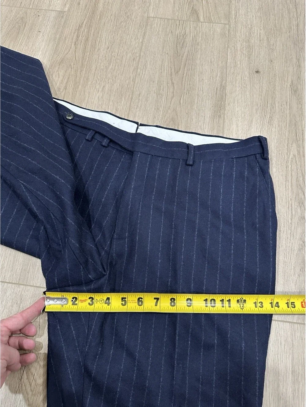 Suitsupply Circular Wool Flannel Striped Navy White Dress Pants Trousers 38x25